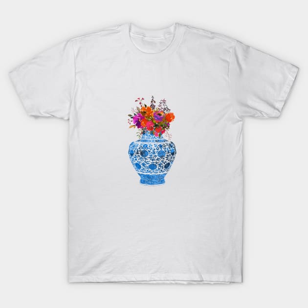 Chinese Ming Vase with Flowers T-Shirt by erzebeth